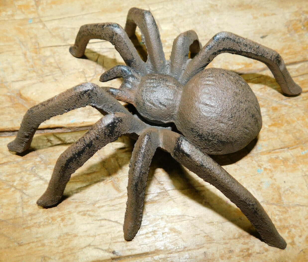 HUGE Cast Iron UGLY SPIDER Doorstop Statue Paper Weight Garden Decor TARANTULA
