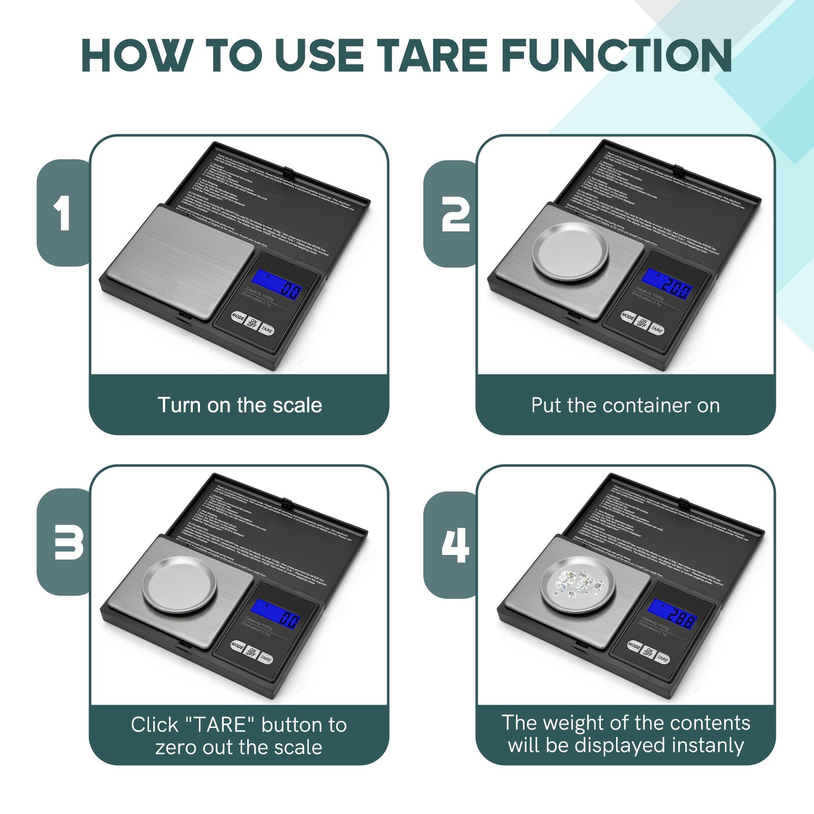 1000g x 0.1g Digital Pocket Scale, High Precision Jewelry Scale for Gold Silver