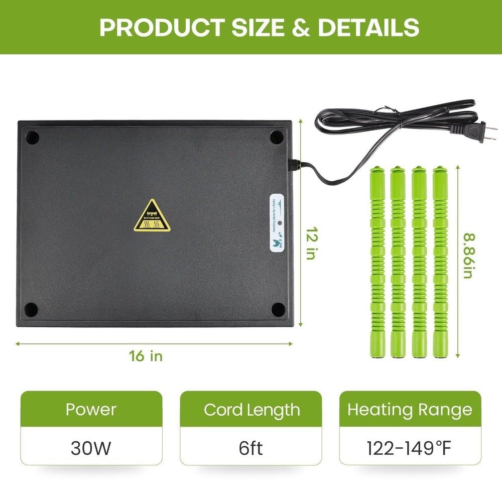 Chick Brooder Heater Plate 12"x16" Adjustable Temp Display 30W for 40 Chicks
