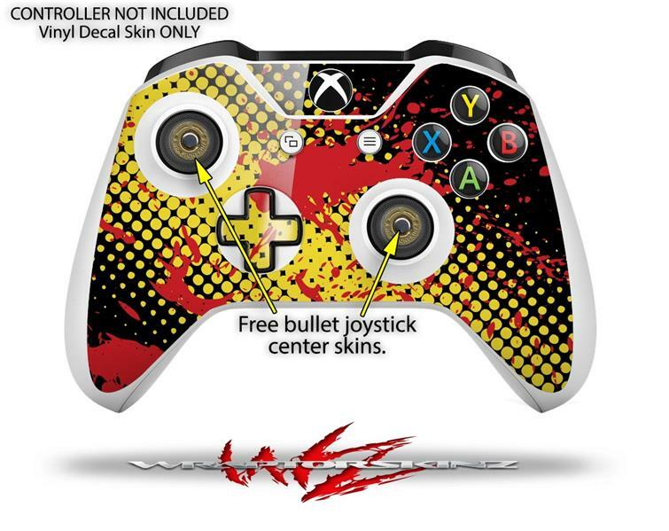Skin XBOX One S Console Controller Halftone Splatter Yellow Red