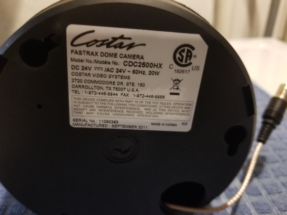 Costar CDC2500HX Black Fastrax Star Dome CCTV Camera