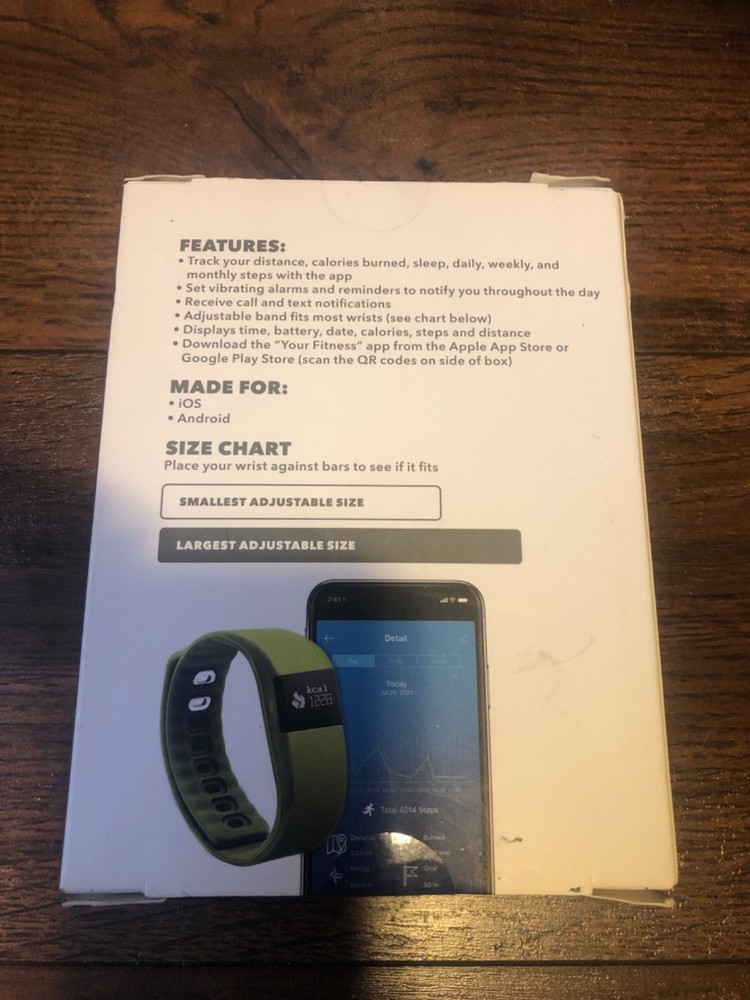 GEMS Activity Tracker, iOS Android Bluetooth Distance Calorie SleepTracker Green