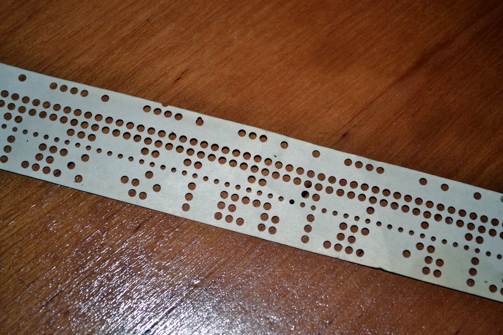 Vintage Soviet Computer Punched Paper Tape with Old Program Code, USSR 1960-1970