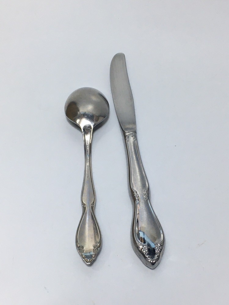 Oneida Berkeley Square 2pc Dinner Knife Soup Spoon Stainless USA Flatware