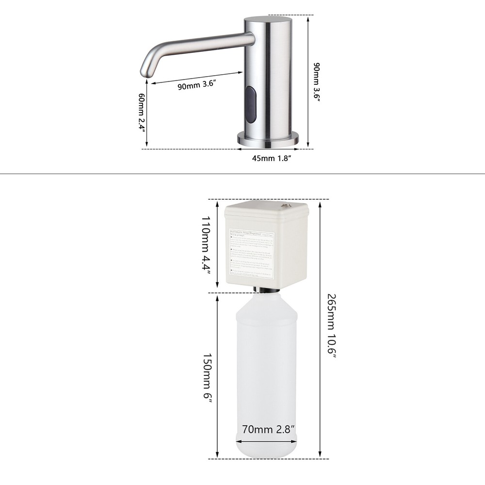 Kitchen Brushed Nickel Automatic Hand Sensor 500ml Soap Dispenser Deck Mount