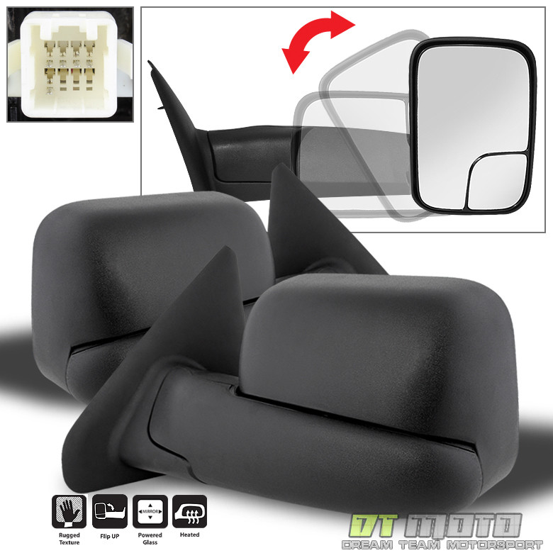 Pair 2002-2008 RAM 1500/03-09 2500 3500 Extend Flip Up Power+Heated Tow Mirrors
