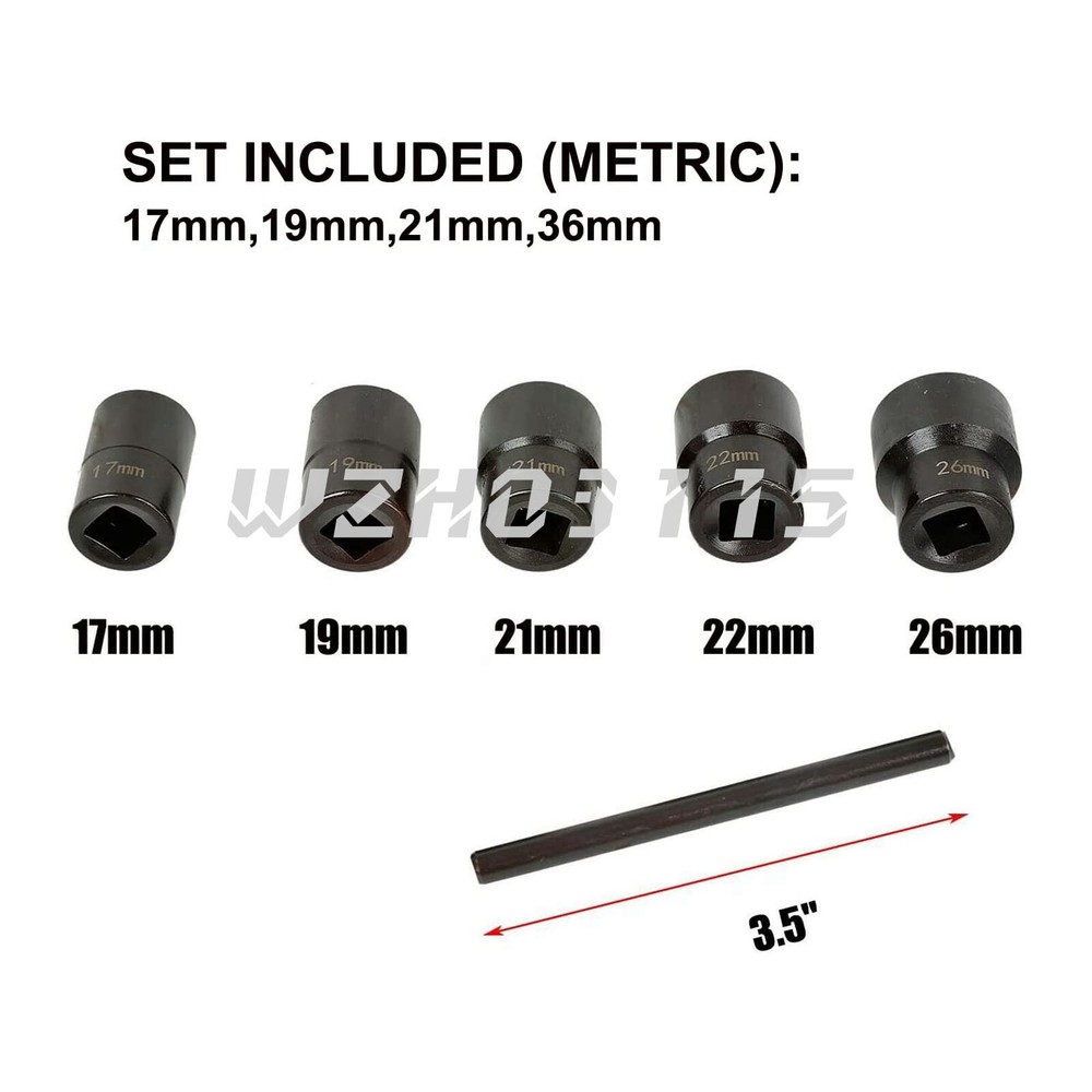 7Pcs 1/2" Twist Socket 5 Damaged Worn Lug Nut Lock Remover Bolt Extractor Set