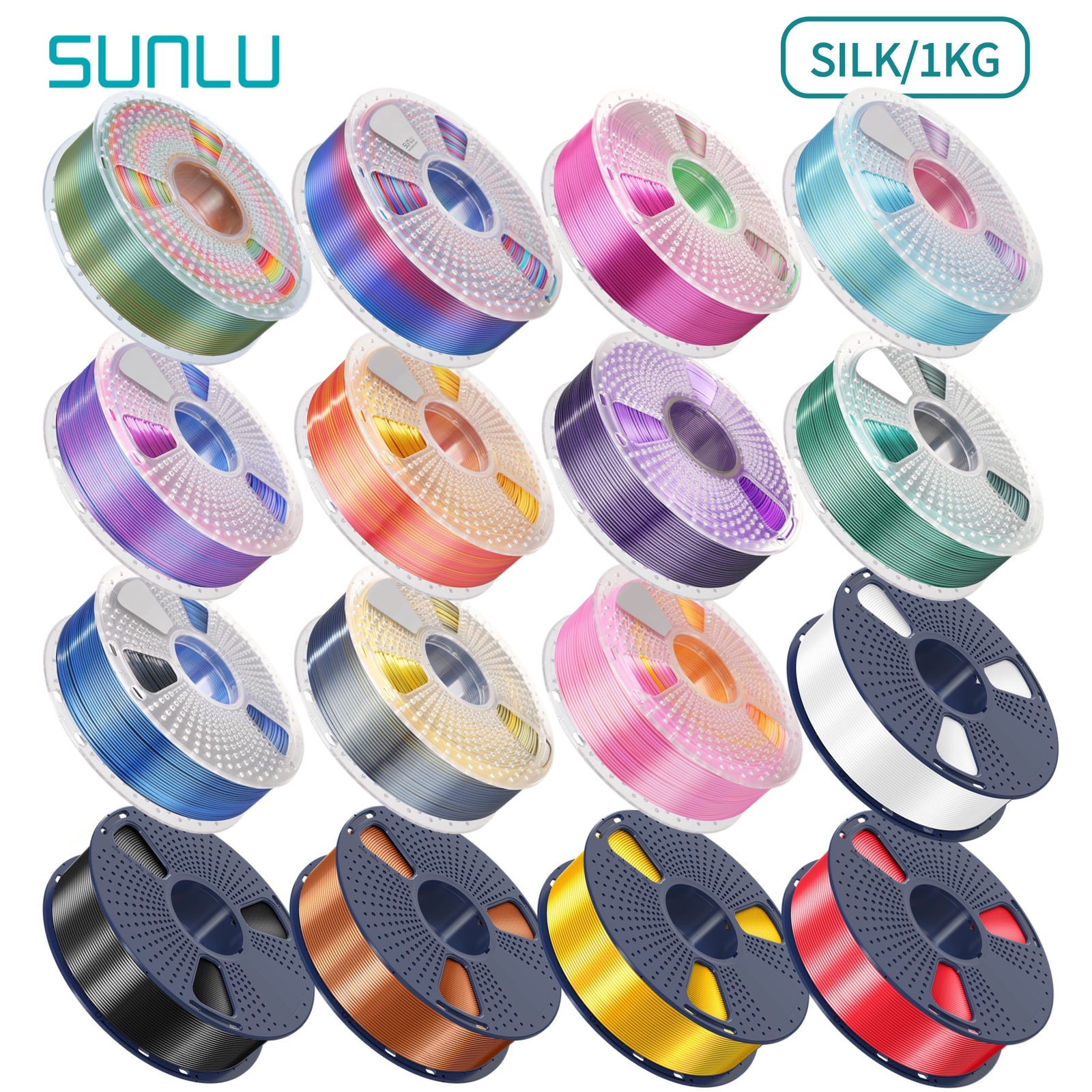 【BUY 10 PAY 6】SUNLU 1.75MM SILK Shiny PLA+ Filament 1KG Spool Dual/Tri/Rainbow