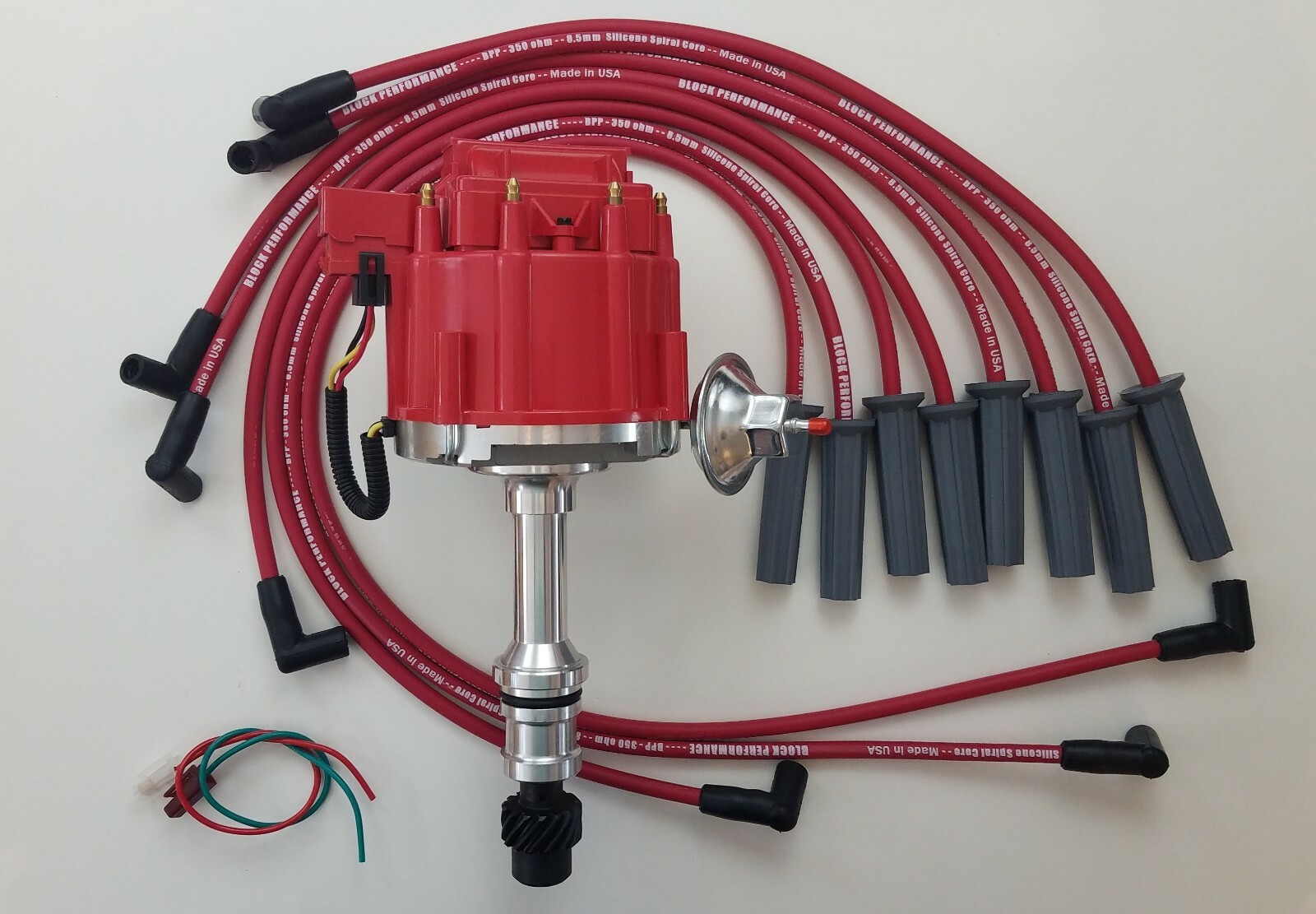 OLDSMOBILE 350 400 403 425 455 HEI DISTRIBUTOR + RED 8.5mm SPARK PLUG WIRES USA
