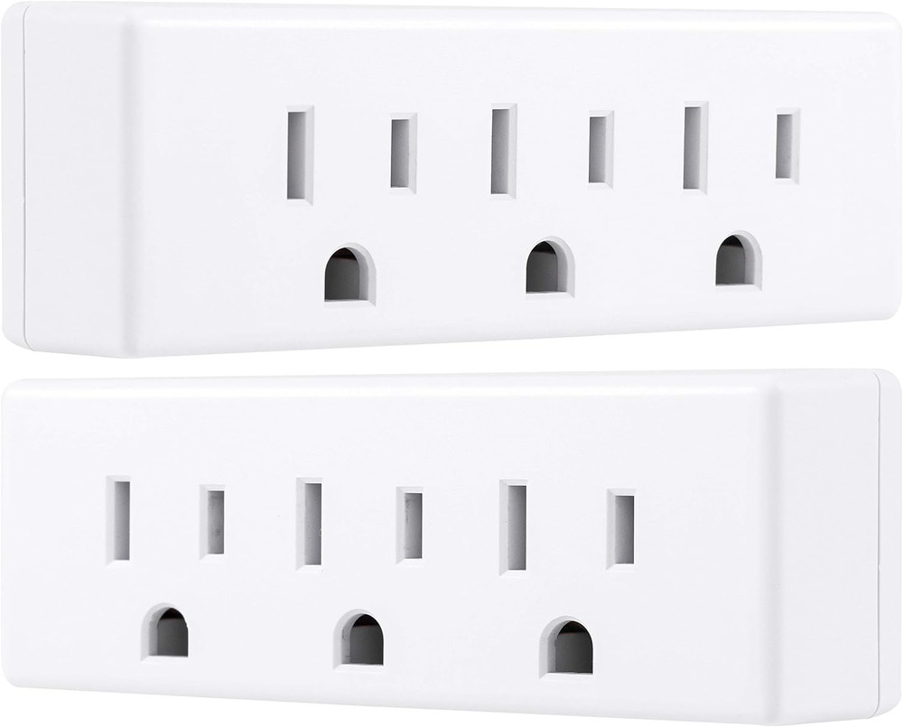 3-Outlet Extender, 2 Pack, Grounded Wall Tap, 3-Prong Adapter, Multiple Plug, Po