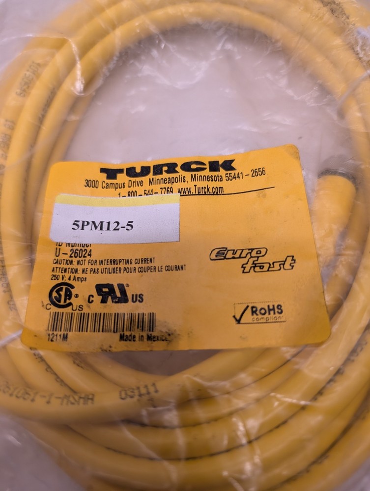 TURCK 5PM12-5 Power Cable 5 Meter 5-Pin