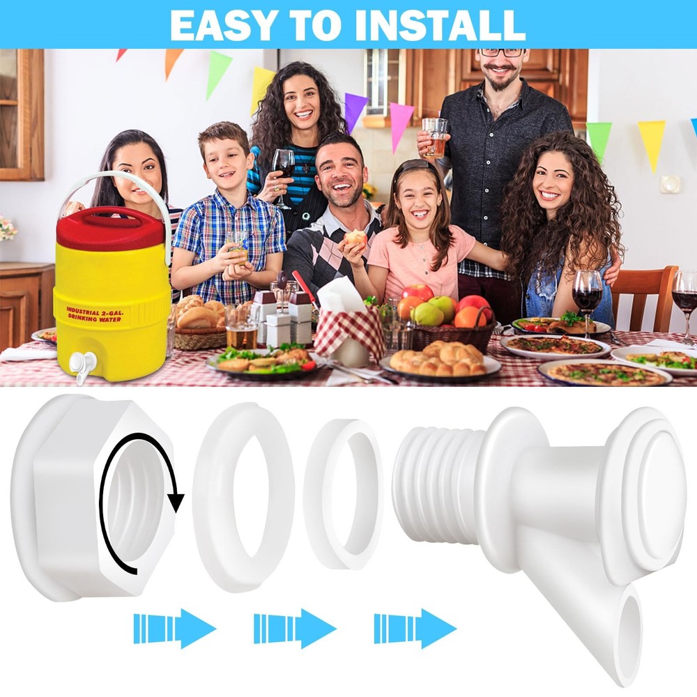 3Pcs Push Button Water Spigot Cooler Replacement, Reusable White