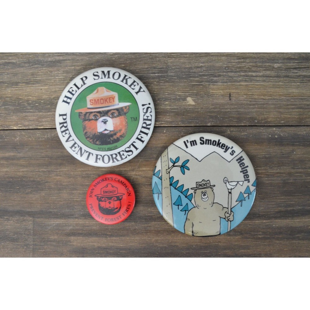 Smokey The Bear Button Pin Lot