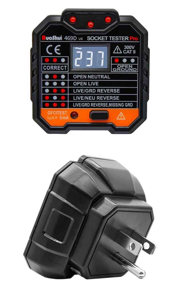 Socket Tester Electrical GFCI Receptacle Detector US Plug Tester LCD Display