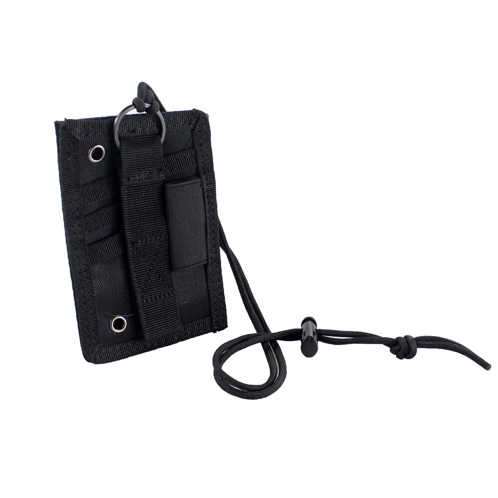 2x Black Tactical ID Card Holders Hook&Loop Patch Badge Organizer - Neck Lanyard
