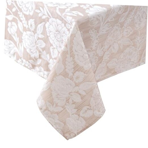 Laura Ashley Annaleigh Tablecloth Jacquard 84" x 60" (Rectangular) Taupe