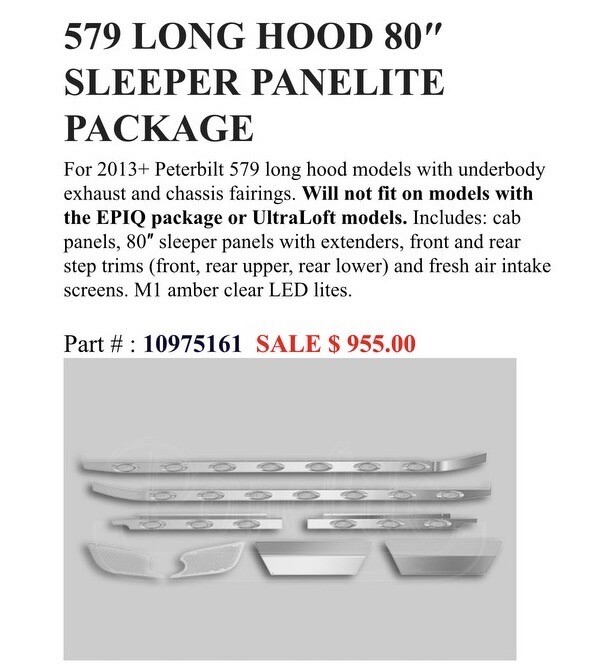 Peterbilt 579 80"SLEEPER PANELITE PACKAGE