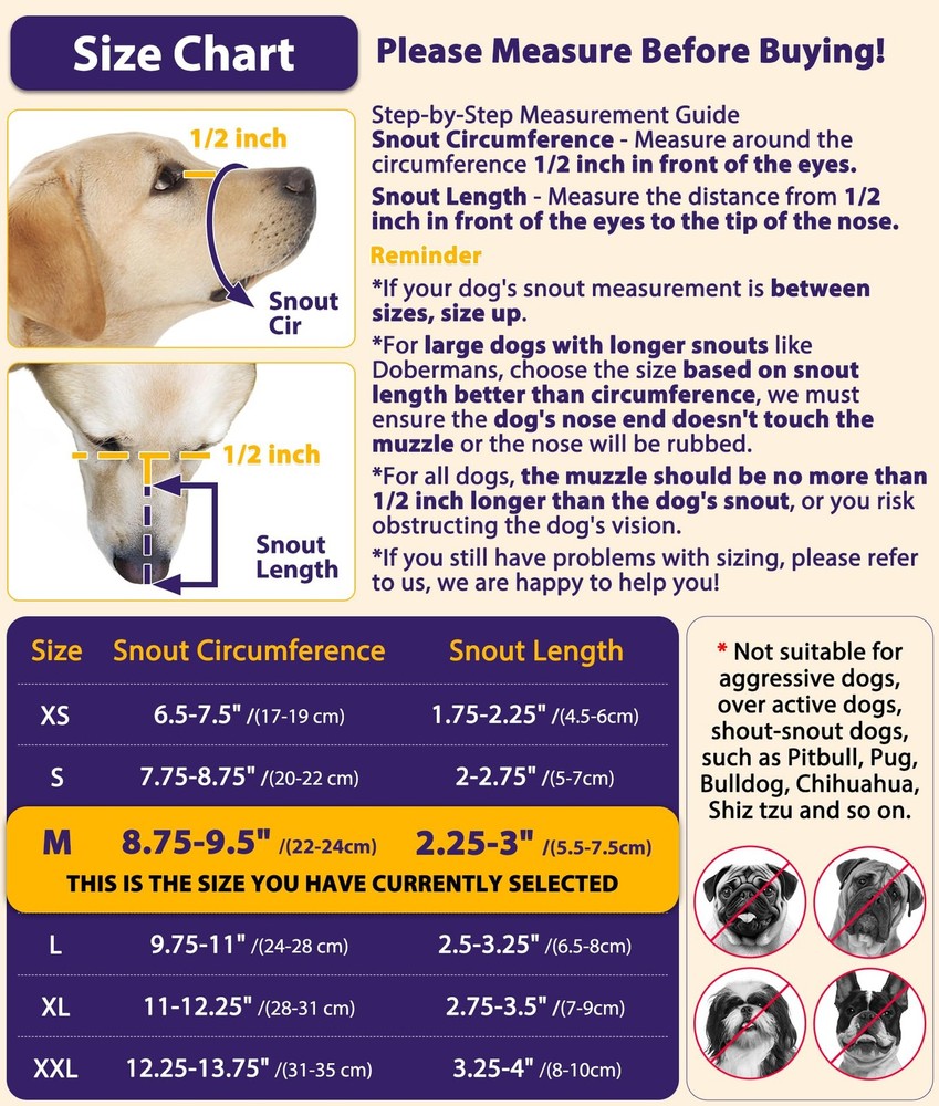 Dog Muzzle, Mesh Muzzle for Large Medium Small Dogs Allows Full Pant Drinking...