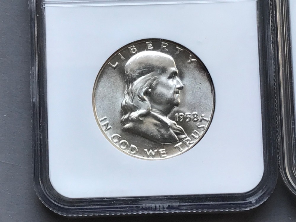 (2) 1958 Type 2 Reverse Franklin NGC MS64