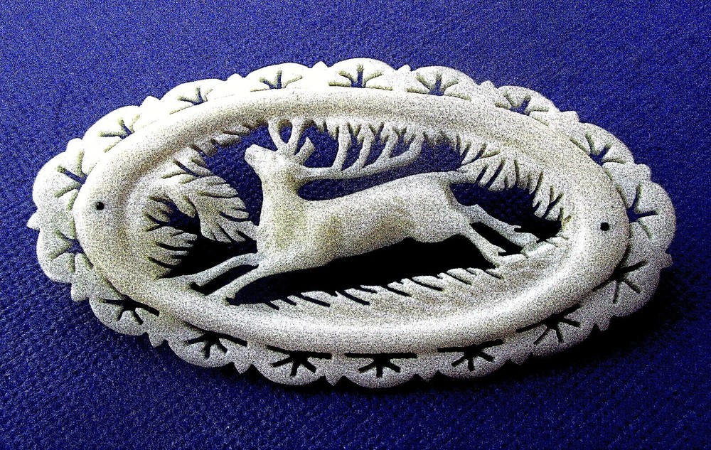 VICTORIAN BLACK FOREST ELK BROOCH - GERMANY