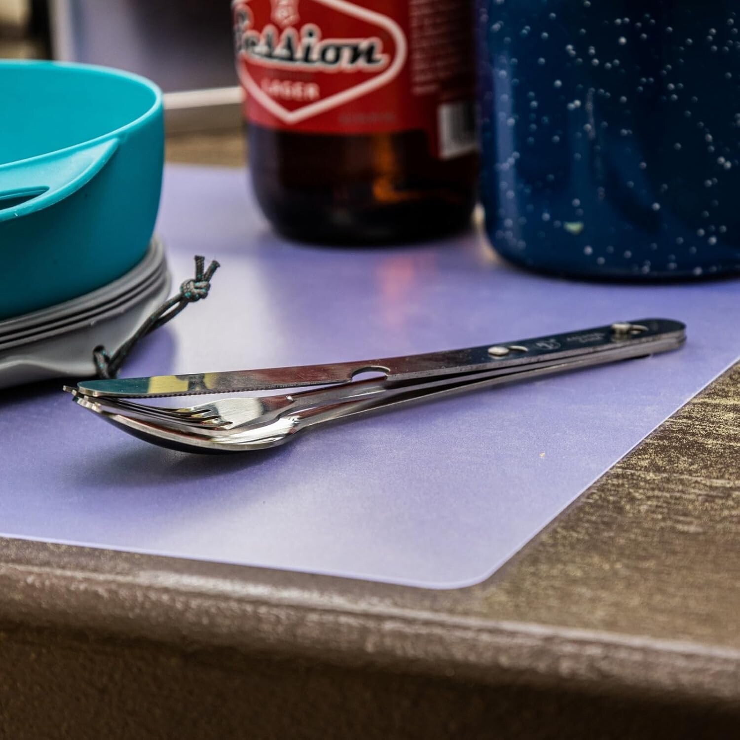 SE 4-in-1 Detachable Stainless Steel Utensil Set Spoon Fork Knife Bottle Opener