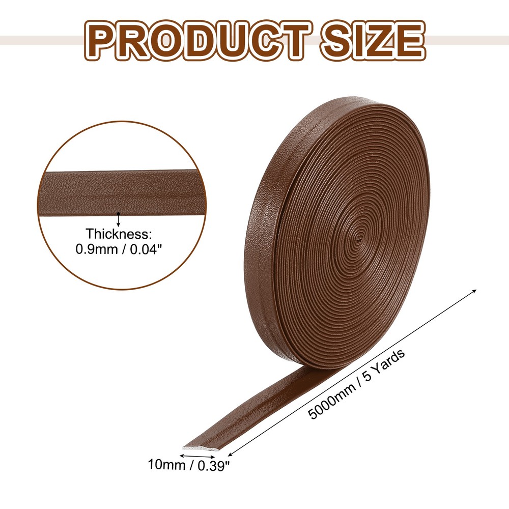 5 Yard 10mm PU Faux Strips, Fold Over Strap Roll, Light Brown