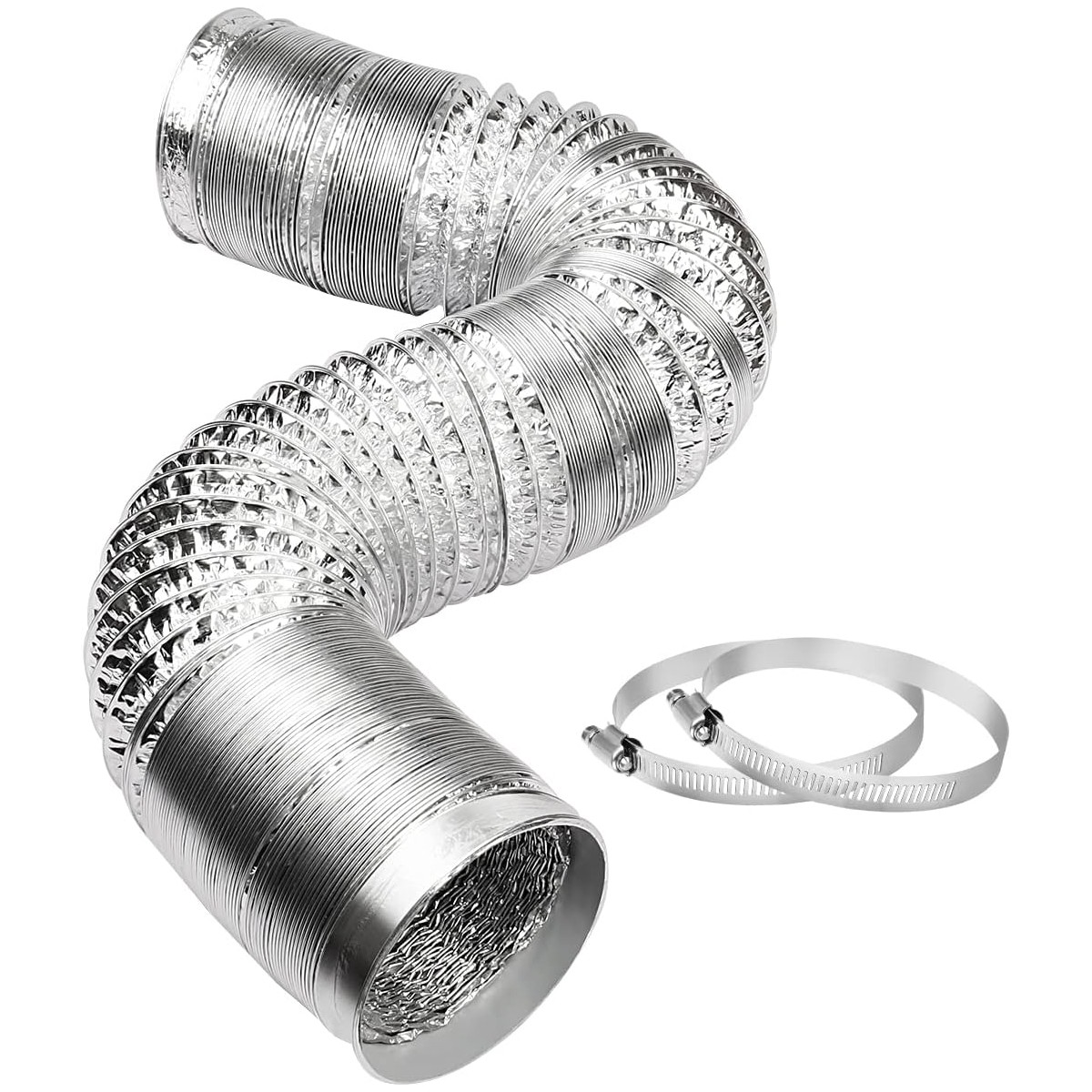 4-Inch Dryer Vent Hose 10 FT Flexible Duct with 2 Clamps for HVAC Ventilation