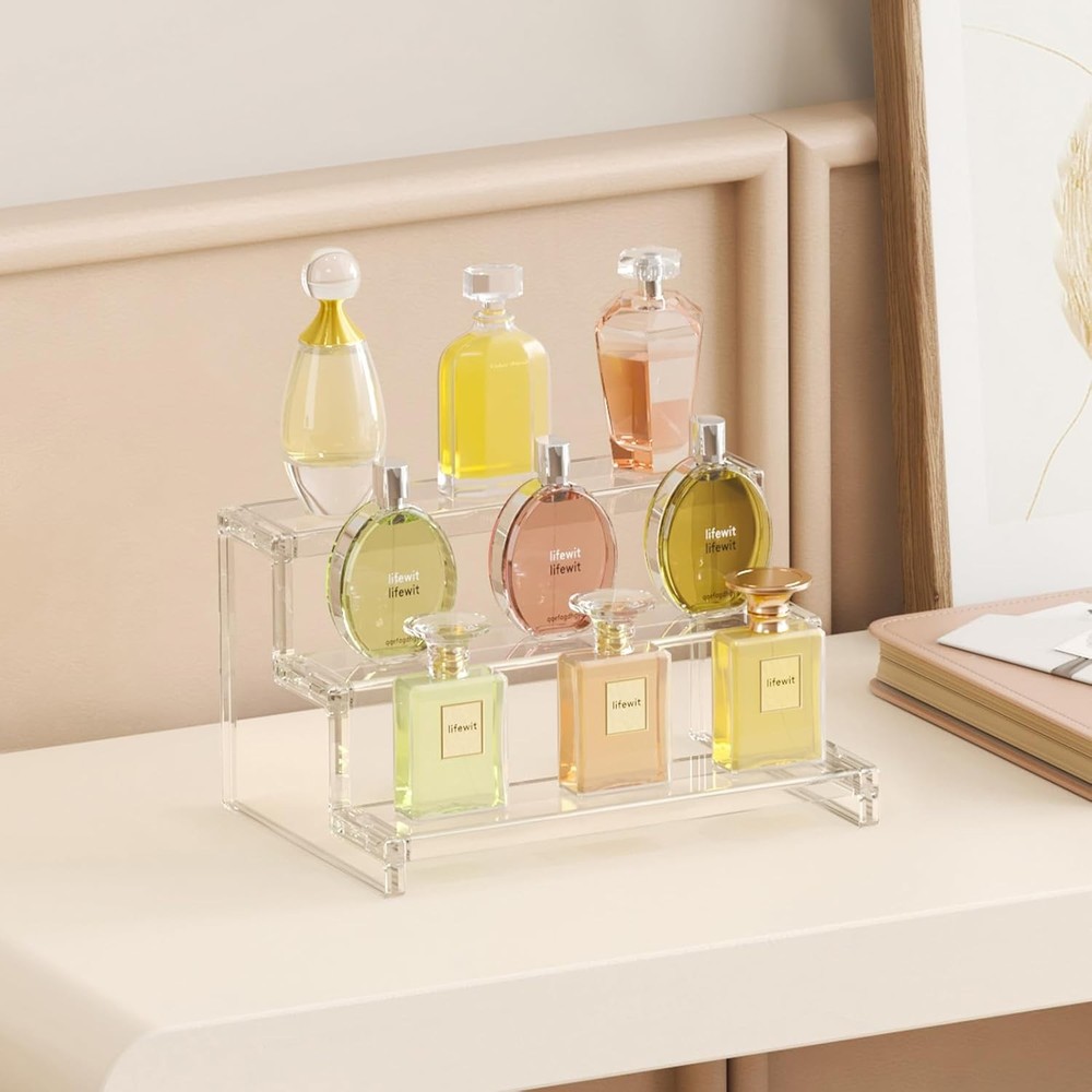 Lifewit 3 Tier Clear Display Riser Stand, Plastic Step Display Shelves, Tool-fre