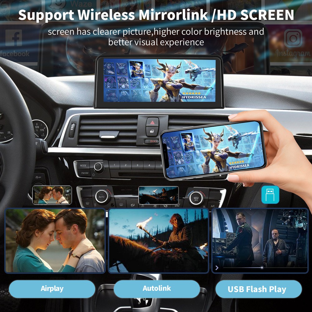 Wireless Carplay/Android Auto 10.25'' Touch screen Multimedia for BMW 3/4 Serie