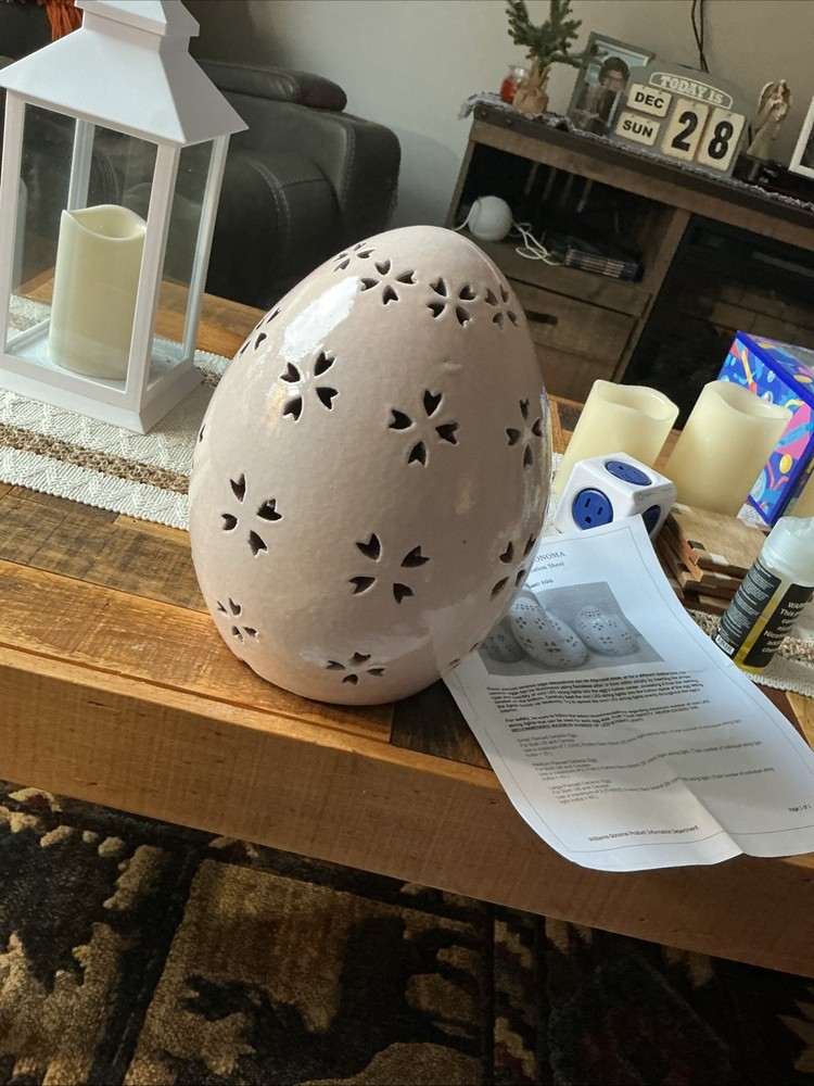 POTTERY BARN TERRACOTTA EASTER EGG LUMINARY/LANTERN YELLOW