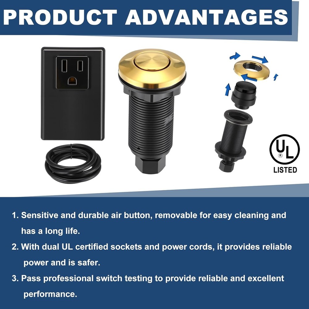Garbage Disposal Air Switch Kit Wireless Sink Top Garbage Disposal Button Stainl