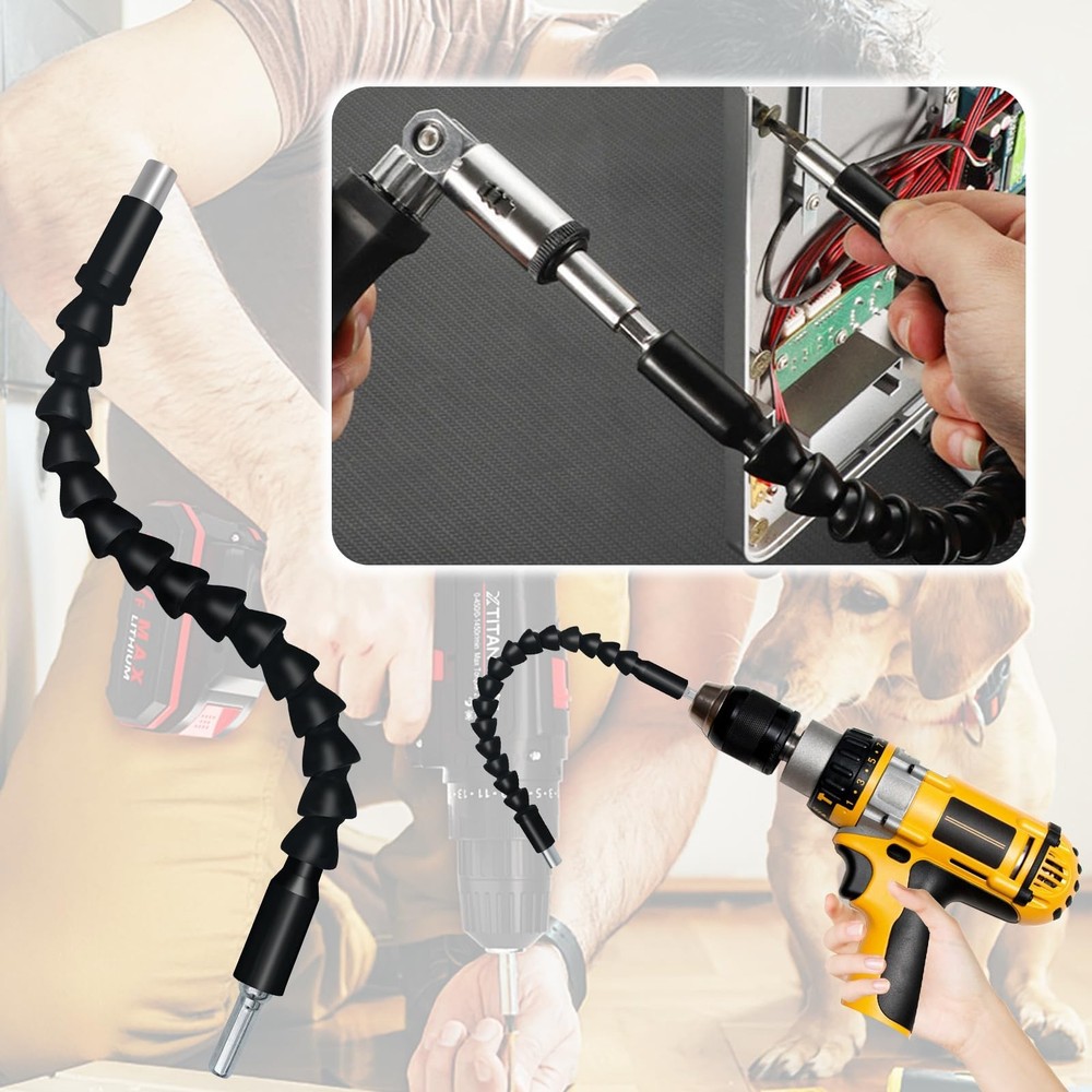 Flexible Drill Bit Extension, Super Bit, 11.6 inch Bendable Drill Bit Extensi...