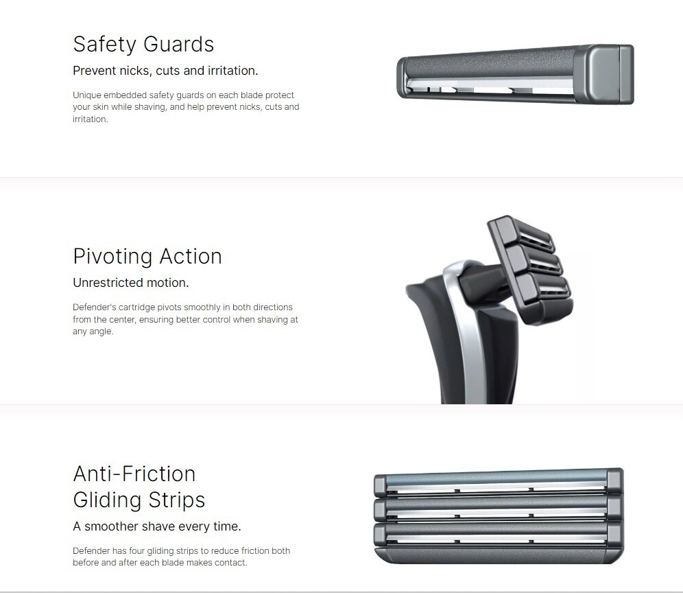 Defender Razor with 8 Sensitive refill cartridges