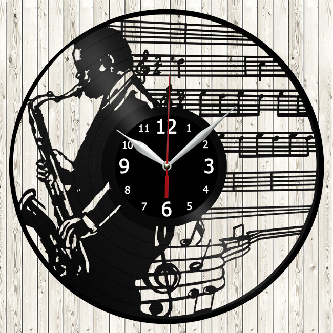 Jazz Vinyl Record Wall Clock Decor Handmade 3579