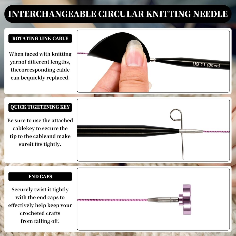 Elegant 9-Pair Interchangeable Circular Knitting Needles for Creative Projects