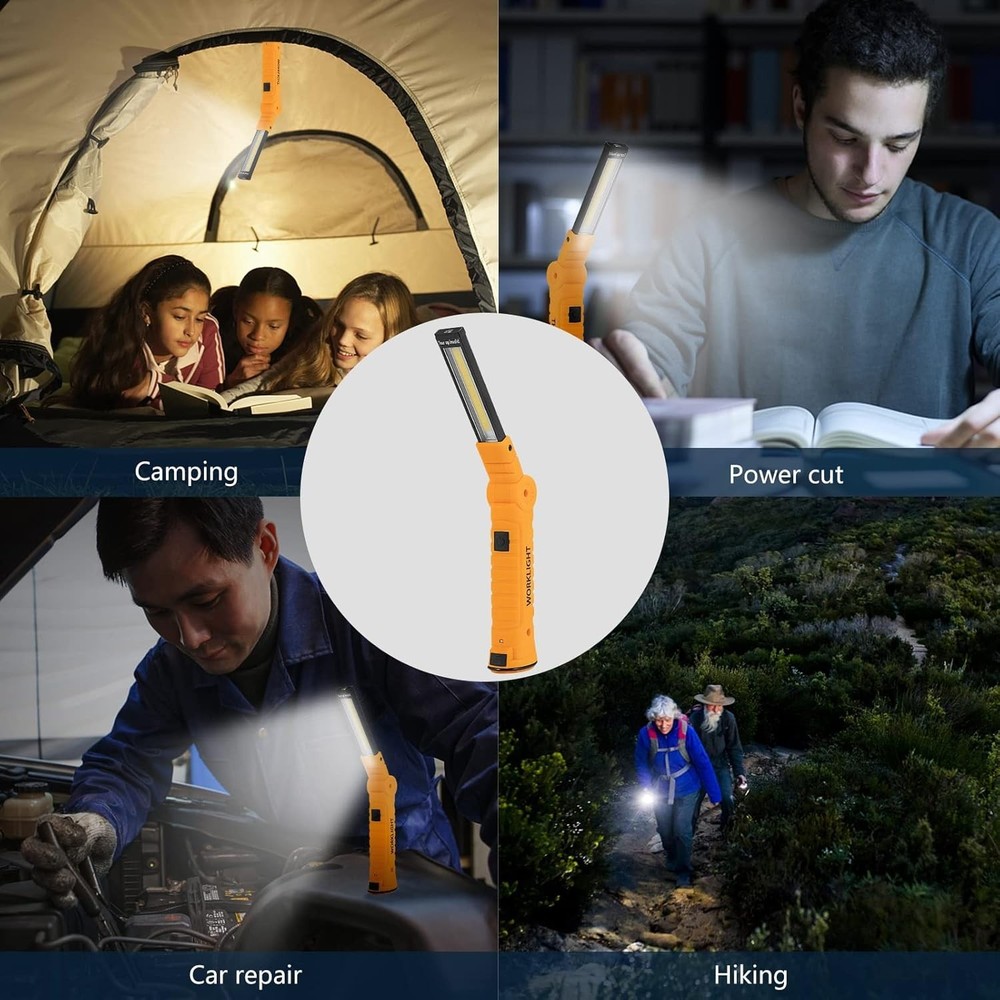 Durable Rechargeable Work Lights with Magnetic Base - 5 Modes for All Needs