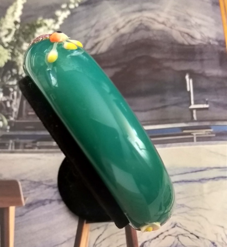 Green Agate Hand Decorated Good Luck Bangle