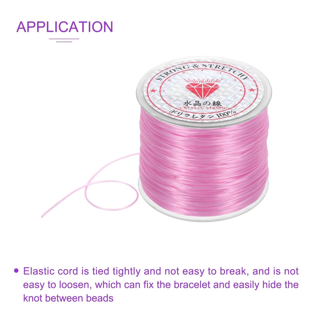 DMiotech 2 Rolls Elastic String for Bracelets, 0.8mm x 100m, Pink