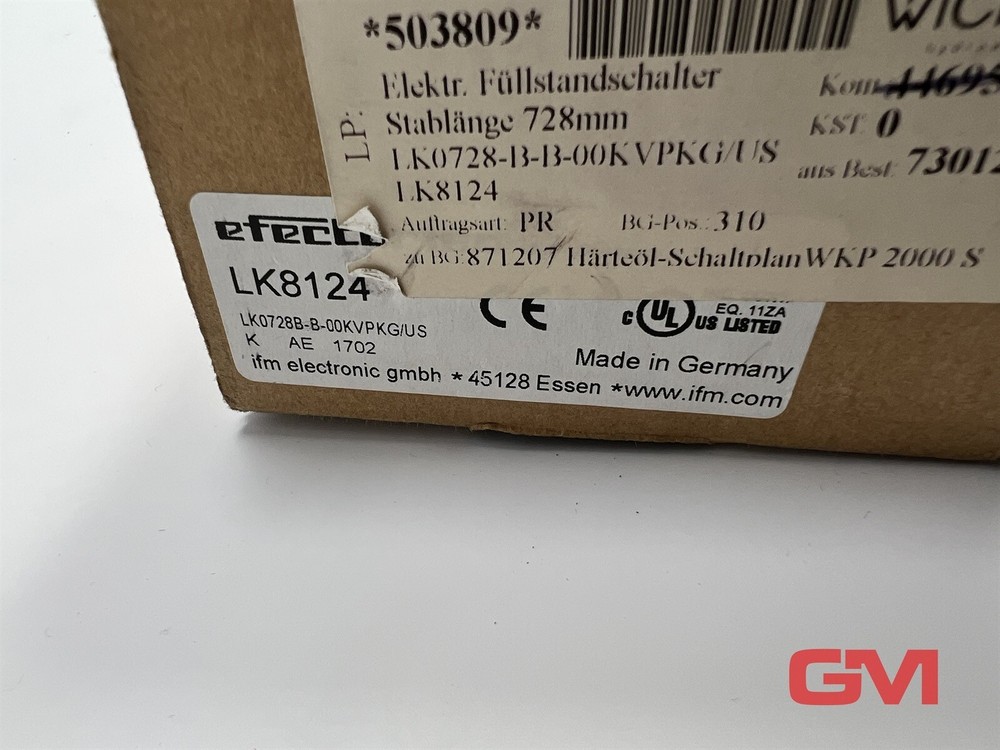 Ifm Electronic Level Sensor LK8124 LK0728B-B-00KVPKG/US