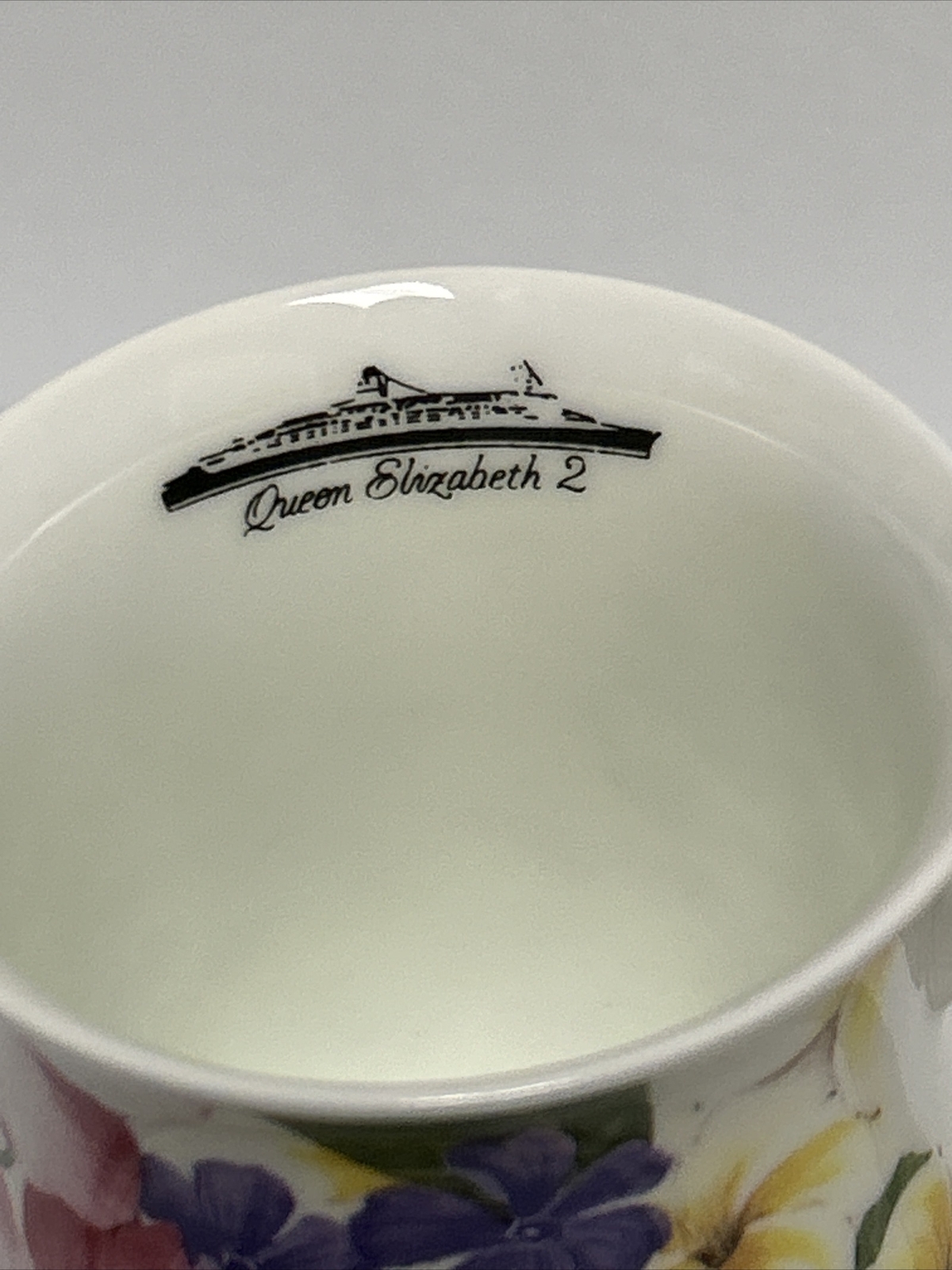 2 WREN china MUGS Mayflower Floral England Queen Elizabeth SHIP QE2 Tea Coffee