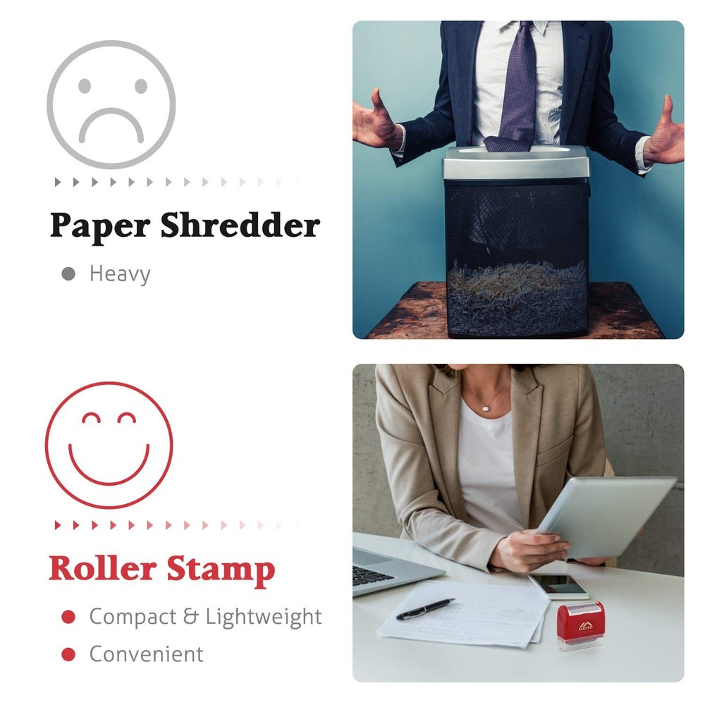 MoKo Identity Theft Protection Stamp Roller, Refillable Self 1 Pack, Red