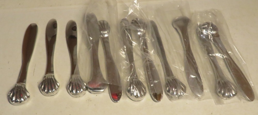 11 Pc Seashell Cheese Server Set Spatula Stir Stick Unknown Serving Lot 5" Set