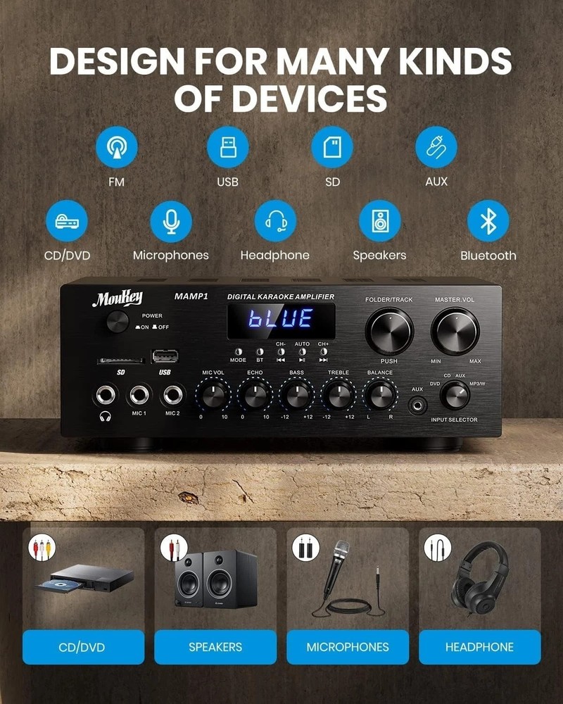 Bluetooth Stereo Receiver with EQ Controls