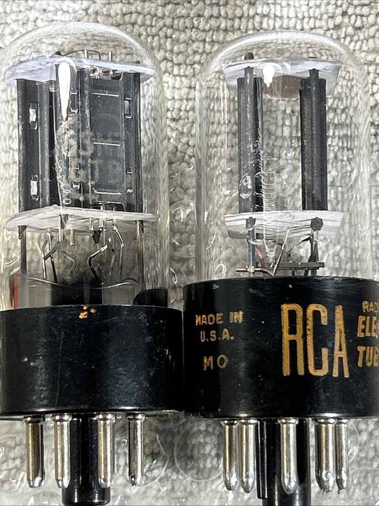 Two RCA 6SN7GTBs, Black Plates, Each Balanced , Red Letters, Tests Strong