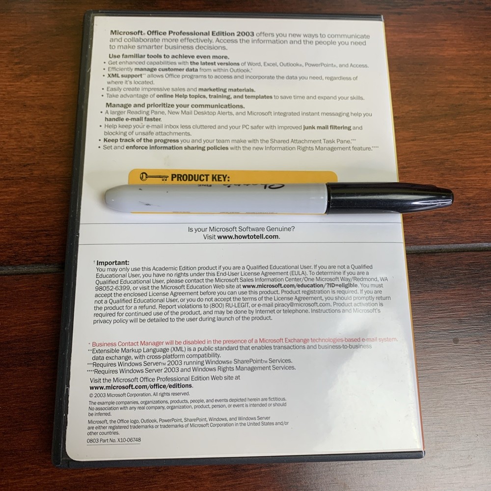 Microsoft Office Professional Edition 2003 Full Retail Version with KEY!