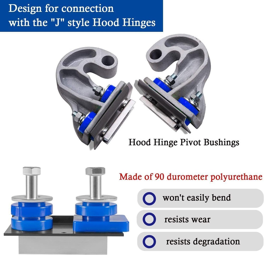 Engine Hood Hinge Pivot Bushing Kit Mounting Bolt Full Set For Peterbilt 378 379