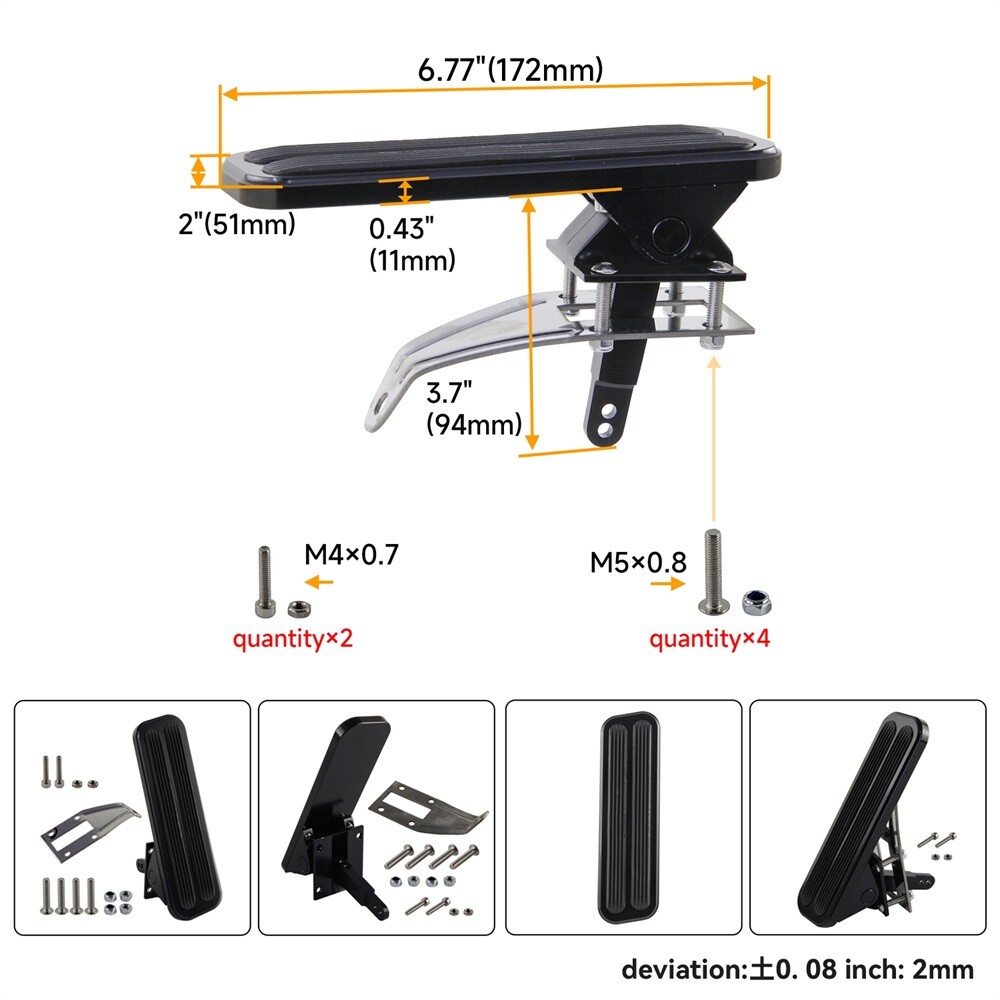 Floor Mount Gas Pedal + 24" SS Throttle Cable & Bracket Spring Set Street Rod