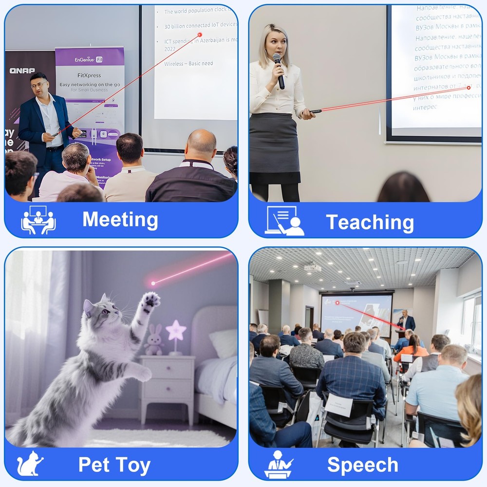 Presentation Clickers for PowerPoint with Timer, Wireless Rechargeable Laser ...