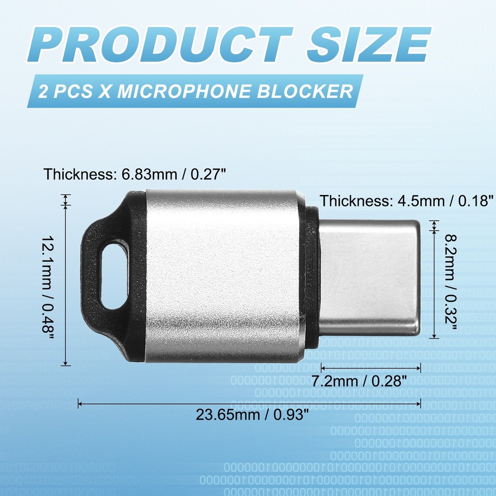 2 Pcs Microphone Blocker, USB Type C Audio Blocker, Silver