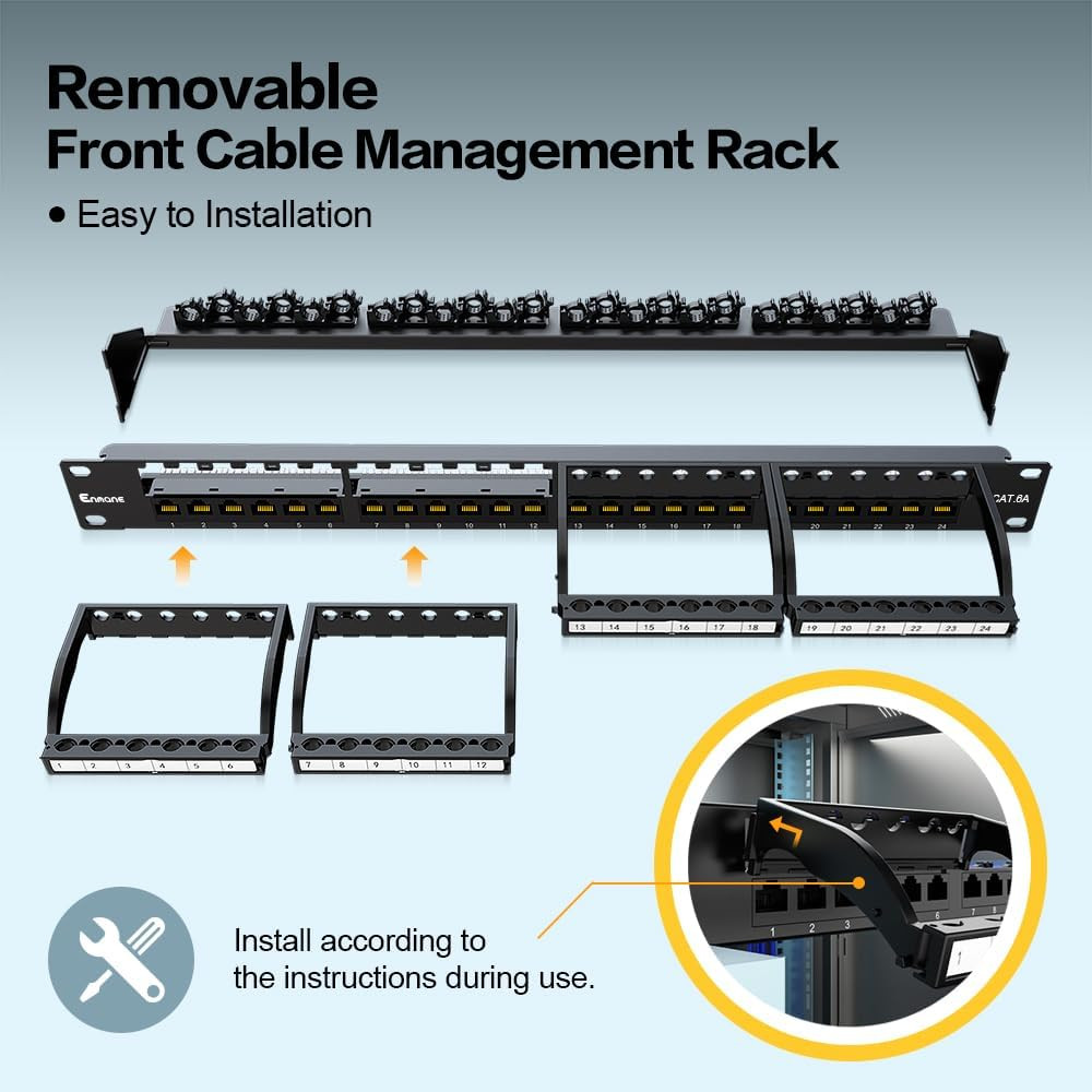 24 Port Patch Panel RJ45 Patch Panel CAT6a Keystone Patch Panel UTP with Smart
